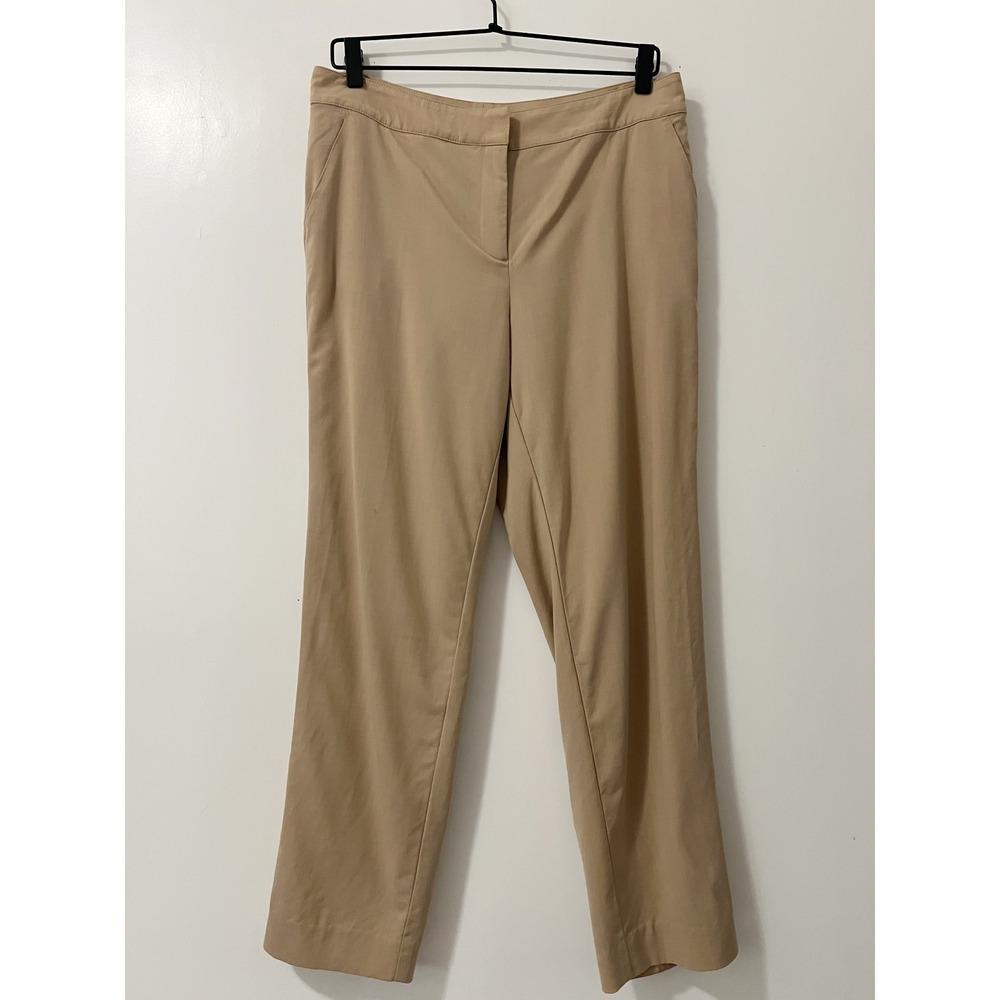 St. John Womens Tan Straight Leg Dress Pants Beige Mid Rise Lined Size 8
